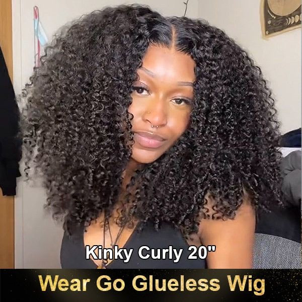 Wear and go Kinky curly hair 4x6 glueless wig, 180% density.