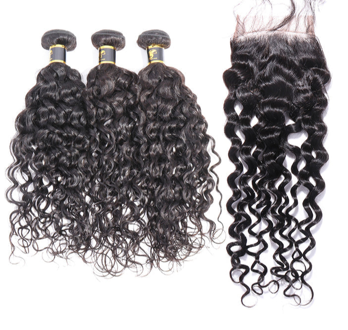 Hair Water Curly Bundles With Closure 100% Human Hair 3 Bundles Hair