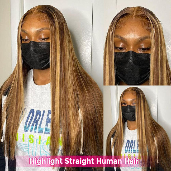 Hot Selling Highlight Brown Color Human Hair 13x4 Lace Front Wig