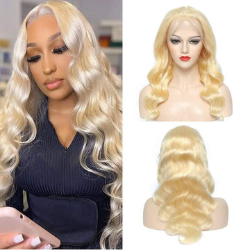 HD 613 Lace Front Wig Human Hair Body Wave Wigs for Women 13x4 Virgin Blonde Lace Frontal Human Hair Wig Pre Plucked with Baby Hair