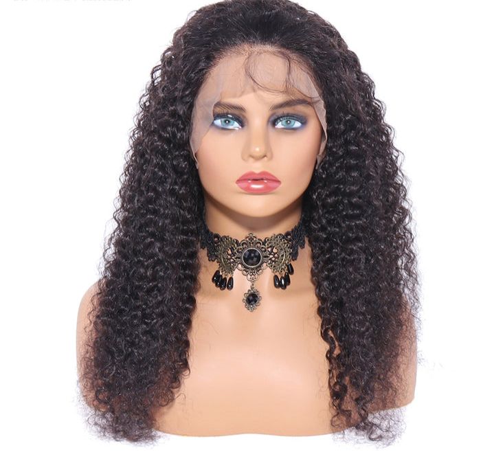 150% 13x6 Lace Wig Kinky Curly Virgin Human Hair Wigs Pre Plucked with Baby Hair