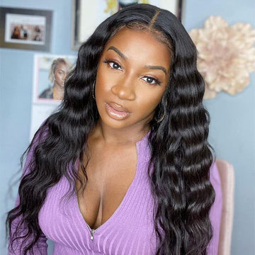 Perruques Lace Front Wig Loose Wave 13x6 Cheveux Humains Brésiliens Bouclés Perruque Lace Front Wig Sans Colle Résistante à la Chaleur avec Ligne de Cheveux Naturelle pour Femmes Noires