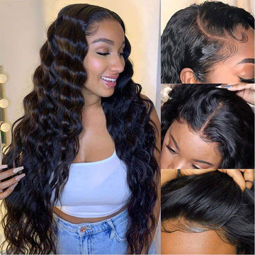 13x4 Lace Frontal Wig Loose Wave Brazilian Human Hair Pre-Plucked Natural Hairline Front Lace Wigs