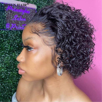 Curly Pixie Cut Wig For Black Women Human Hair Wigs Bob 13x4 Lace Wigs