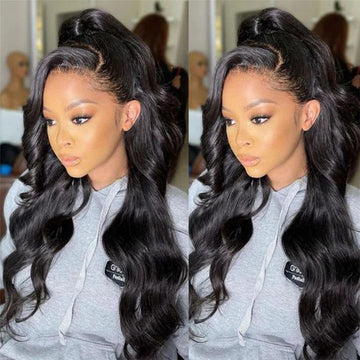 Full Lace Wig Human Hair Wigs For Women Brazilian Pre Plucked Body Wave Wig Natural Hairline with Baby Hair Glueless Natural Black