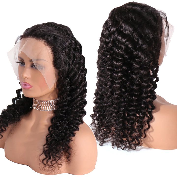 150% Density 13x4 Lace Frontal Wig Deep Wave Brazilian Remy Human Hair Wigs